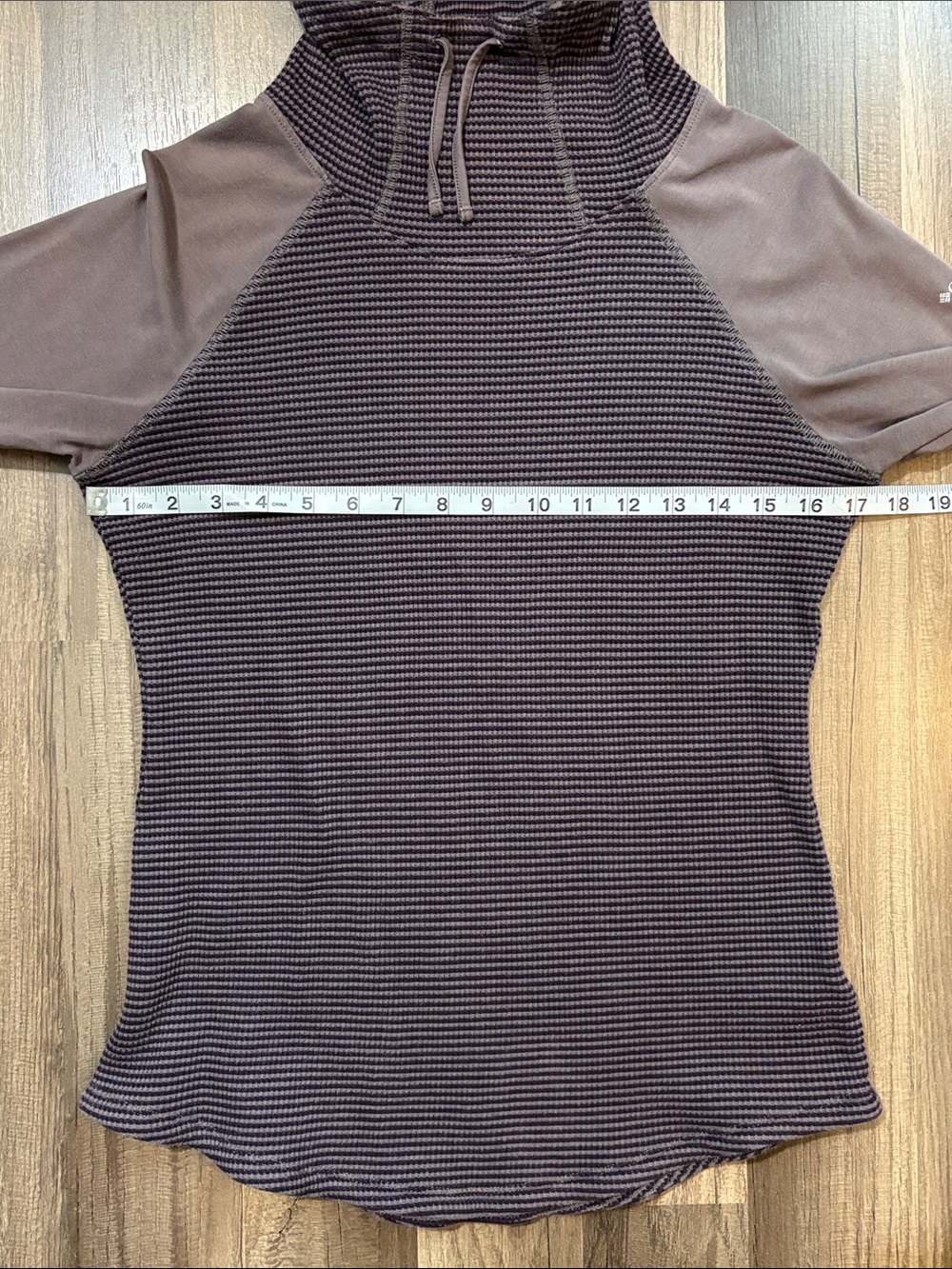 Columbia Lightly Fitted Purple Striped Hoodie with Cowl Neck - Picture 6 of 9